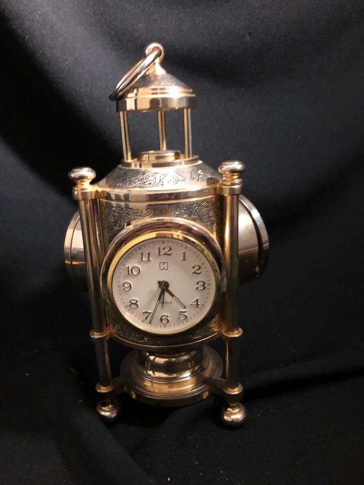 Messing scheeps Klokje met Wekker, Kompas & Barometer, Antiek en Kunst, Antiek | Klokken, Ophalen of Verzenden