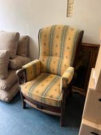 Klassieke fauteuil van hout met bekleding, Ophalen, Gebruikt, 75 tot 100 cm, 75 tot 100 cm