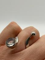 Z857 Prachtige zilveren modernist ring (verstelbaar), Met kristal, Ophalen of Verzenden, X, Dame