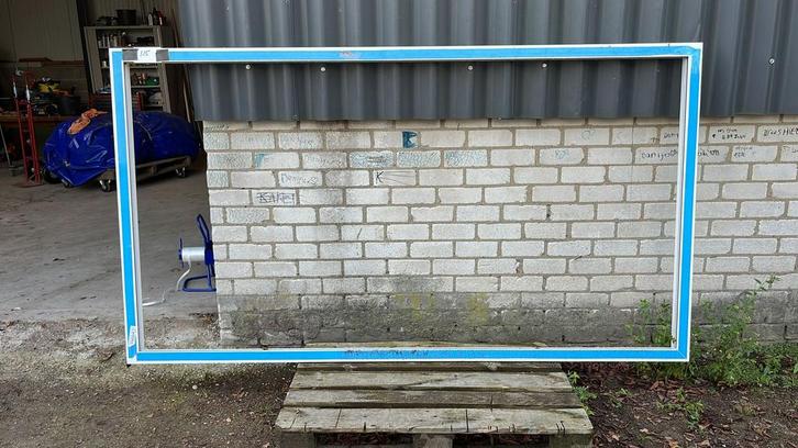 (115) Nieuw wit aluminium vast raamkozijn, Doe-het-zelf en Verbouw, Kozijnen en Schuifpuien, Nieuw, Raamkozijn, Aluminium, 75 tot 150 cm