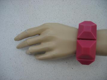 Statement Armband Vierkante Roze Facetten * Kralen beschikbaar voor biedingen