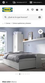 Trundle bed Ikea + two mattresses, Ophalen, Gebruikt, Eenpersoons, Wit