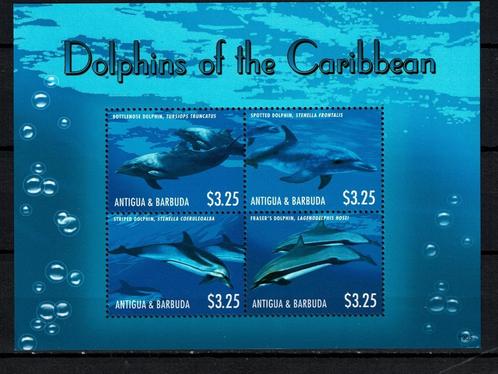 antigua 2013 pf blok dolfijnen zezoogdieren zeeleven 1, Postzegels en Munten, Postzegels | Thematische zegels, Postfris, Dier of Natuur