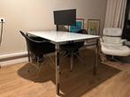 IKEA TORSBY tafel - wit keramisch/glazen blad, metalen poten, Huis en Inrichting, Tafels | Eettafels, Ophalen, Gebruikt, 100 tot 150 cm