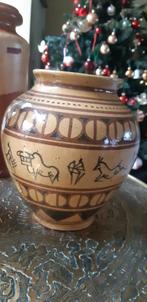 Vintage Aardewerk Vaas met Decoratief Patroon, Antiek en Kunst, Ophalen of Verzenden