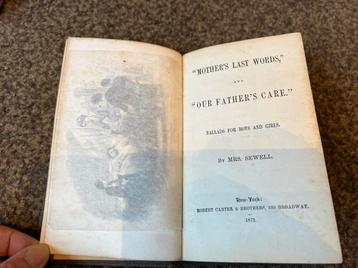 Mother’s last words - by mrs. Sewell 1872 beschikbaar voor biedingen