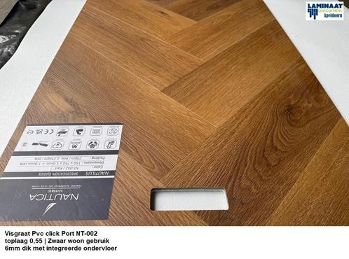 Visgraat Pvc click Port Oak 6mm met integreerde ondervloer, Huis en Inrichting, Stoffering | Vloerbedekking, Nieuw, Laminaat, Bruin