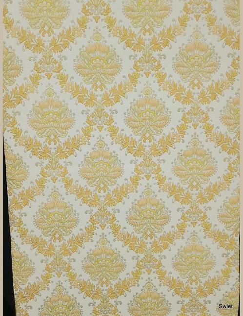 13962 Barok behang geel oranje goud bloemen 70s retro swiet, Huis en Inrichting, Stoffering | Behang, Beige, Geel, Oranje, minder dan 10 m²
