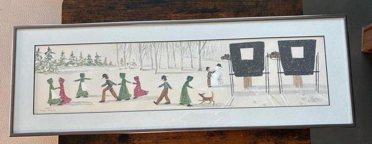 Graebner Schilderij 'First Freeze' The Amish Genumm uit 1993, Antiek en Kunst, Kunst | Niet-Westerse kunst, Ophalen