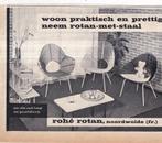 Retro reclame 1960 Rohé Noordwolde rotan kuipstoelen, Verzamelen, Ophalen of Verzenden, Huis en Inrichting