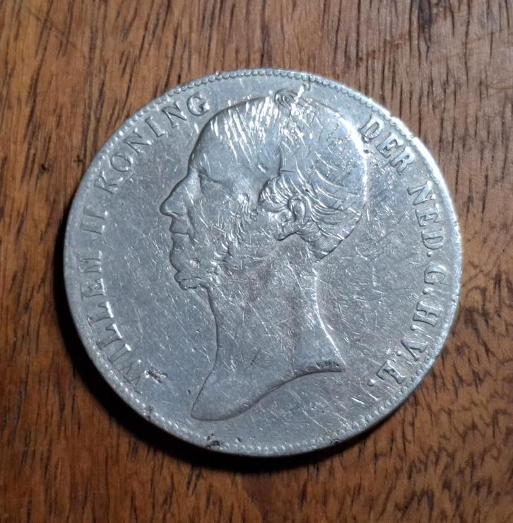 Rijksdaalder Koning Willem II - 1845 (Parel, ZELDZAAM), Postzegels en Munten, Munten | Nederland, Losse munt, 2½ gulden, Koning Willem II