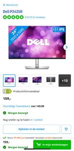 DELL monitor 24 inch, Computers en Software, Monitoren, Ophalen, Draaibaar, Nieuw, Full HD
