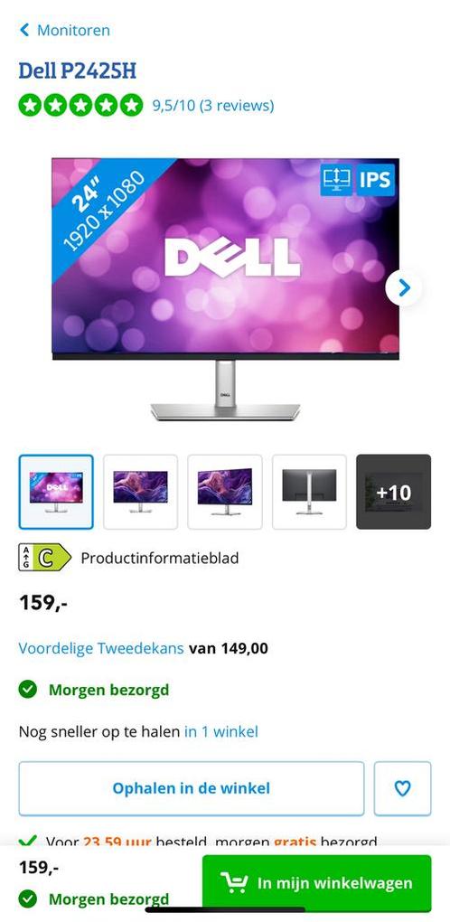 DELL monitor 24 inch, Computers en Software, Monitoren, Nieuw, 61 t/m 100 Hz, Draaibaar, IPS, Full HD, 3 tot 5 ms, Ophalen