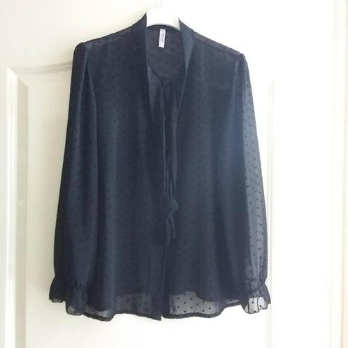 Zwarte voile blouse, Kleding | Dames, Blouses en Tunieken, Zo goed als nieuw, Zwart, Ophalen of Verzenden