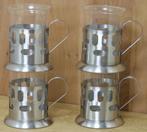 thee glazen rvs houder 4 stuks, Huis en Inrichting, Keuken | Servies, Glas of Glazen, Ophalen of Verzenden, Overige stijlen, Glas