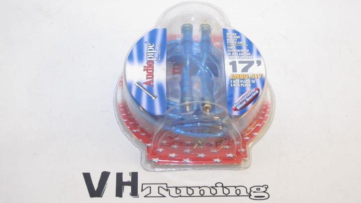 Audiopipe AMBU-417 2 RCA to 4 RCA plugs 17''/ tulp splitter, Auto diversen, Autospeakers, Nieuw, Ophalen of Verzenden