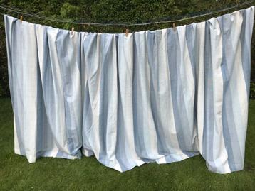 Breed gordijn, linnenlook, denim blauw / wit, 275 x 180 h beschikbaar voor biedingen