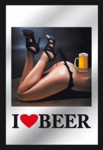 I love Beer bier vrouw reclame spiegel wanddeco cafedeco