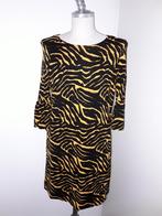 Zwart/oranje Juffrouw Jansen jurk mt M, Maat 38/40 (M), Zwart, Ophalen of Verzenden, Zo goed als nieuw