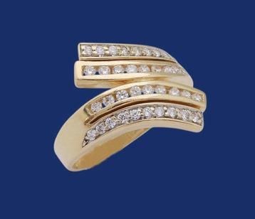 Brede 14 karaat Gouden Ring Alliance Ring Damesring M18.5 beschikbaar voor biedingen