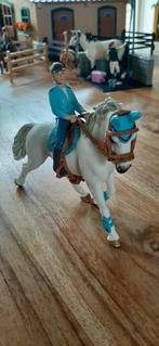 Schleich paard met ruiter wit/blauw, Verzamelen, Speelgoed, Ophalen of Verzenden, Zo goed als nieuw