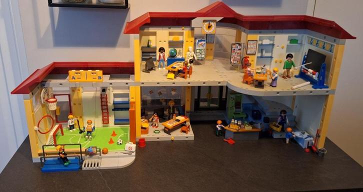 Playmobil school, gymzaal, kantine (5923, 4325, 4327), Kinderen en Baby's, Speelgoed | Playmobil, Zo goed als nieuw, Complete set