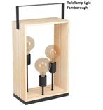 Eglo Houten tafellamp Famborough 3-lichts met zwart 2 stuks, Ophalen of Verzenden, Nieuw, Hout