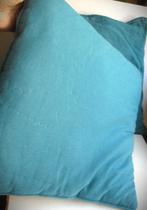 Kussen~Oeko Kussens~groen-blauw~40 cm Katoen, Ophalen of Verzenden, Gebruikt, Blauw, Vierkant