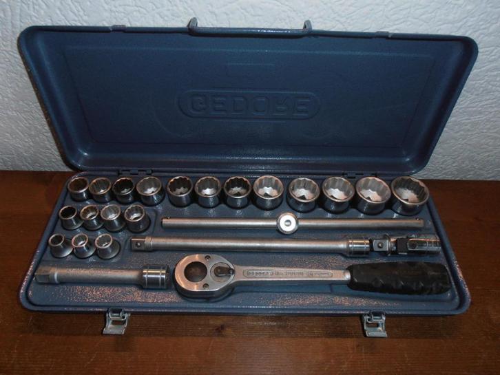 ZGAN  grote Gedore doppen set - kist 1/2 dop-opname., Doe-het-zelf en Verbouw, Gereedschapskisten, Zo goed als nieuw, Gevuld, Ophalen of Verzenden