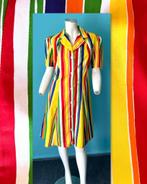 Vintage jaren 70 jurk felgekleurd gestreept maat 42, Overige kleuren, Verzenden, Maat 42/44 (L), Vintage