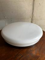 Vintage plafonnière opaalglas & metalen voet jaren ’70 stijl, Ophalen of Verzenden, Zo goed als nieuw, Glas