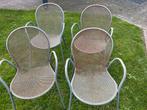 4 metalen tuinstoelen, Ophalen, Gebruikt, Metaal, Stapelbaar