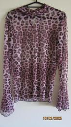 Leopard Lover Alert – Transparante Top met Flared Mouwen, Maat 38/40 (M), Ophalen of Verzenden, Zo goed als nieuw, Lange mouw