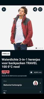 FORCLAZ Waterdichte 3-in-1 herenjas voor backpacken, Ophalen of Verzenden, Rood