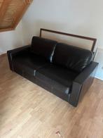 Leren bank (donkerbruin), Huis en Inrichting, Banken | Bankstellen, Ophalen, Gebruikt, 150 tot 200 cm, Tweepersoons