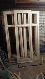 9 stuks hardhouten kozijnen met vaste ramen inclusief voor 8, 75 tot 150 cm, Raamkozijn, Nieuw, Ophalen of Verzenden