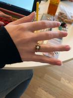 Vintage 9k Gouden Rozet Ring met Robijntjes, Sieraden, Tassen en Uiterlijk, Ringen, Ophalen of Verzenden, Met edelsteen, Dame