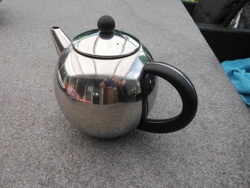 mooie vintage RVS buik theepot, intern zeefje, jaren 60/70, Antiek en Kunst, Antiek | Servies los, Verzenden