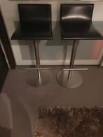 ***Lapalma Thin design barkrukken(zwart LEDER&wit plywood)**, Ophalen, 60 tot 90 cm, Zo goed als nieuw, In hoogte verstelbaar