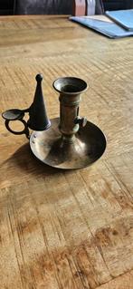 Antieke Messing Kaarsenhouder met Snuffer, Overige materialen, Gebruikt, Bruin, Ophalen of Verzenden