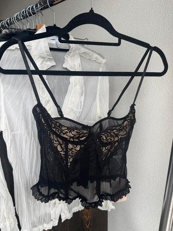 Shein Y2K zwarte kanten doorschijnende korset top beschikbaar voor biedingen