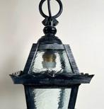 Vintage Franse zwarte hanglamp hal lamp lantaarn model, Ophalen of Verzenden, Zo goed als nieuw, Glas, Minder dan 50 cm