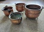 Antieke Rood Koperen Ketels - Set van 4 - zware uitvoering, Ophalen of Verzenden, Koper