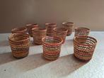 Vintage rattan (gevlochten) houders voor glazen, Ophalen of Verzenden, Gebruikt