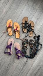 Set jeweled sandals crystal slippers leer suede sandalen 39, Kleding | Dames, Schoenen, Overige kleuren, Gedragen, Sandalen of Muiltjes