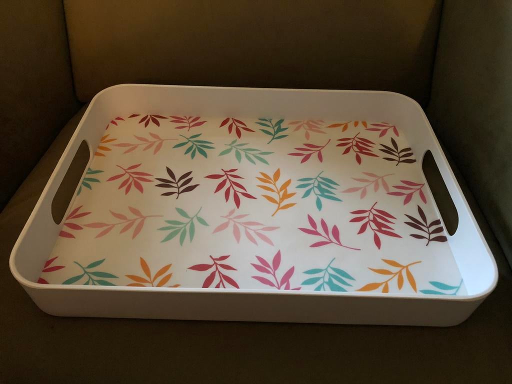 Dienblad met kleurrijke print, Huis en Inrichting, Woonaccessoires | Dienbladen, Ophalen of Verzenden, Gebruikt, Rechthoekig, Kunststof