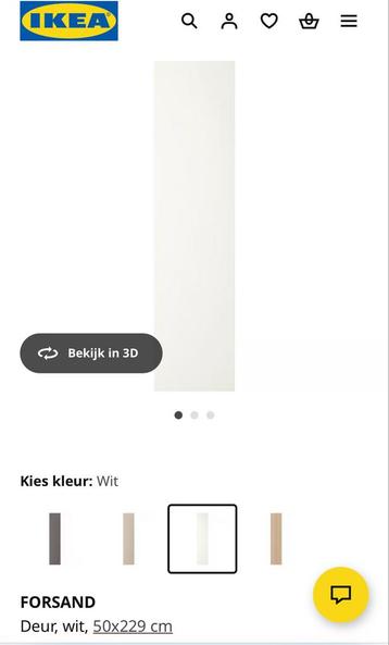 IKEA pax deur Wit 50x229cm + scharnieren forsand