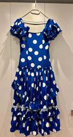Spaanse flamenco jurk. Leuk voor carnaval?, Blauw, Gedragen, Onder de knie, Ophalen