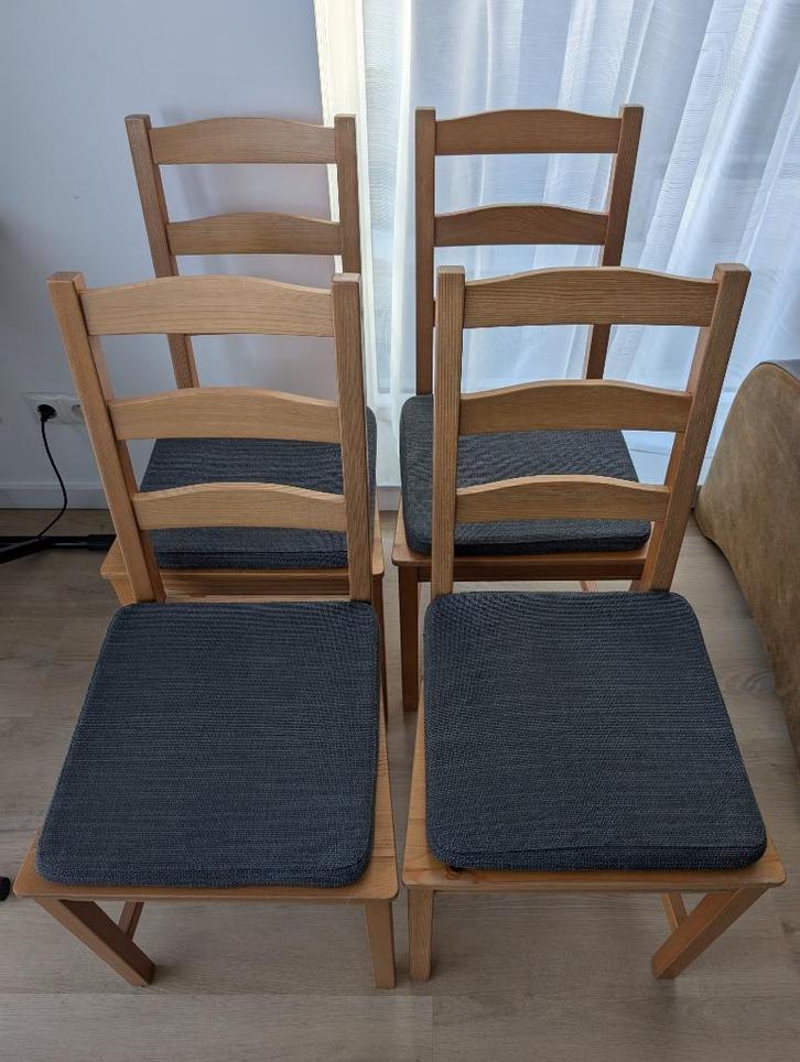 2 x Jokkmokk eetkamerstoelen, Huis en Inrichting, Stoelen, Gebruikt, Twee, Hout, Bruin, Ophalen