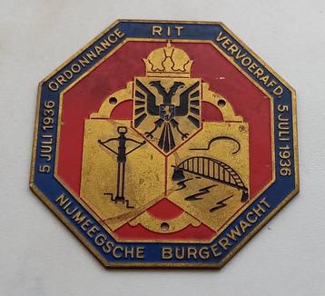 geemailleerde plaquette 5 juli 1936 Nijmegen